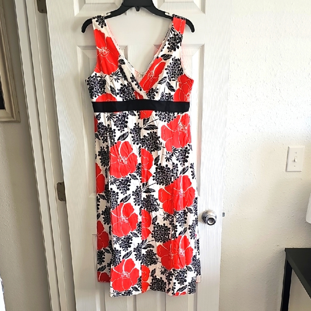 NWOT Jonathan Martin Red and Black Floral Midi Dress